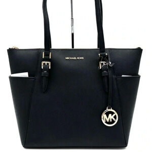 Michael Kors Large Charlotte Tote Bag Black/Gold
